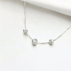 Tulle Textured Triad Orb Necklace - Mercury